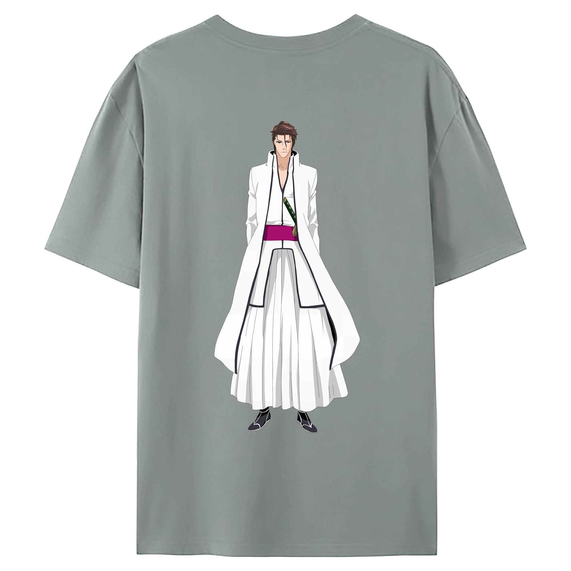 （画像用） ブリーチ 藍染 惣右介（あいぜん そうすけ） BLEACH Aizen Sousuke 綿100％ メンズ半袖Tシャツ（バックプリント） 通気性
